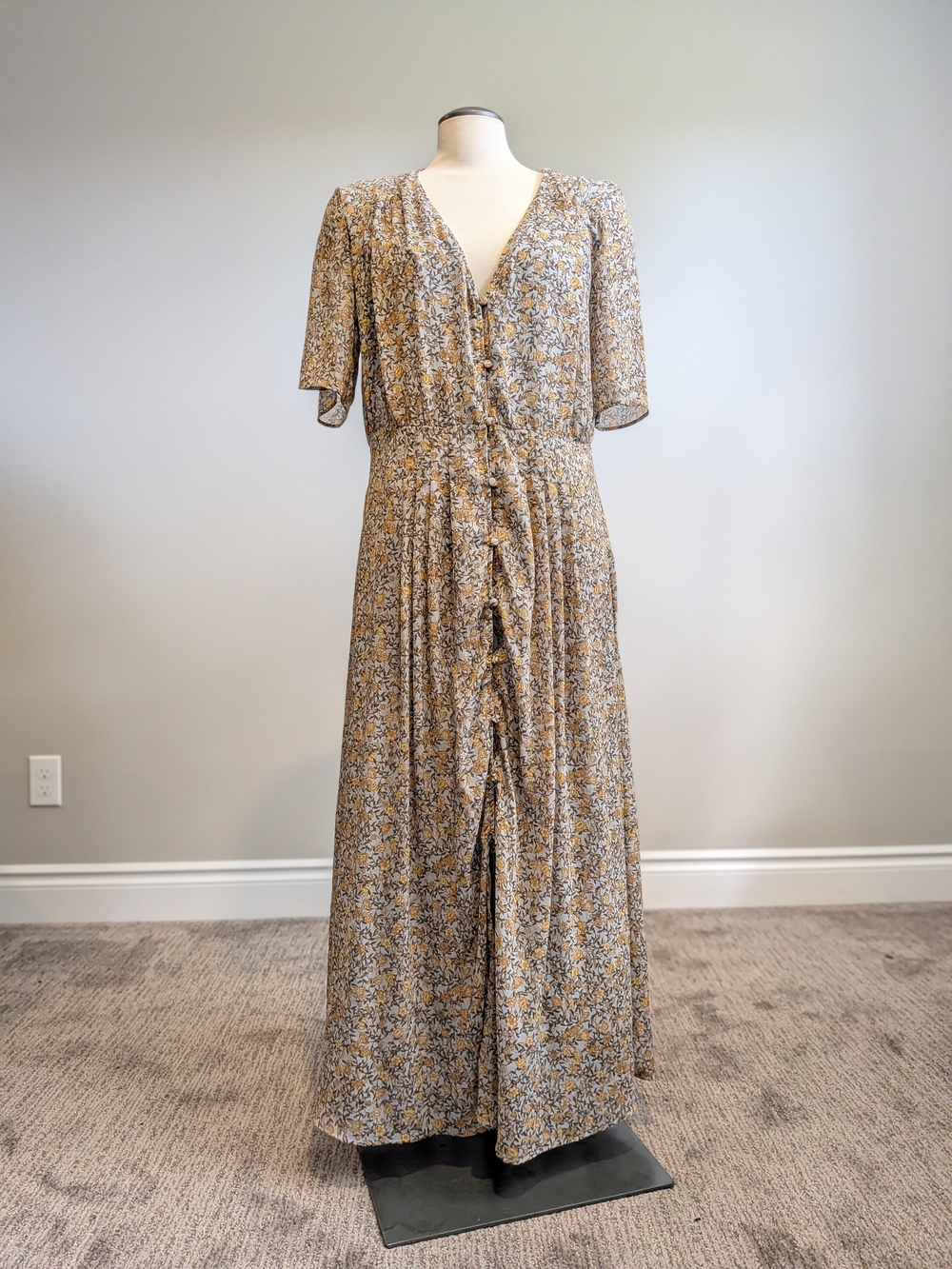 Floral Prarie Maxi Dress Duster Sheer Lightweight Boho Western